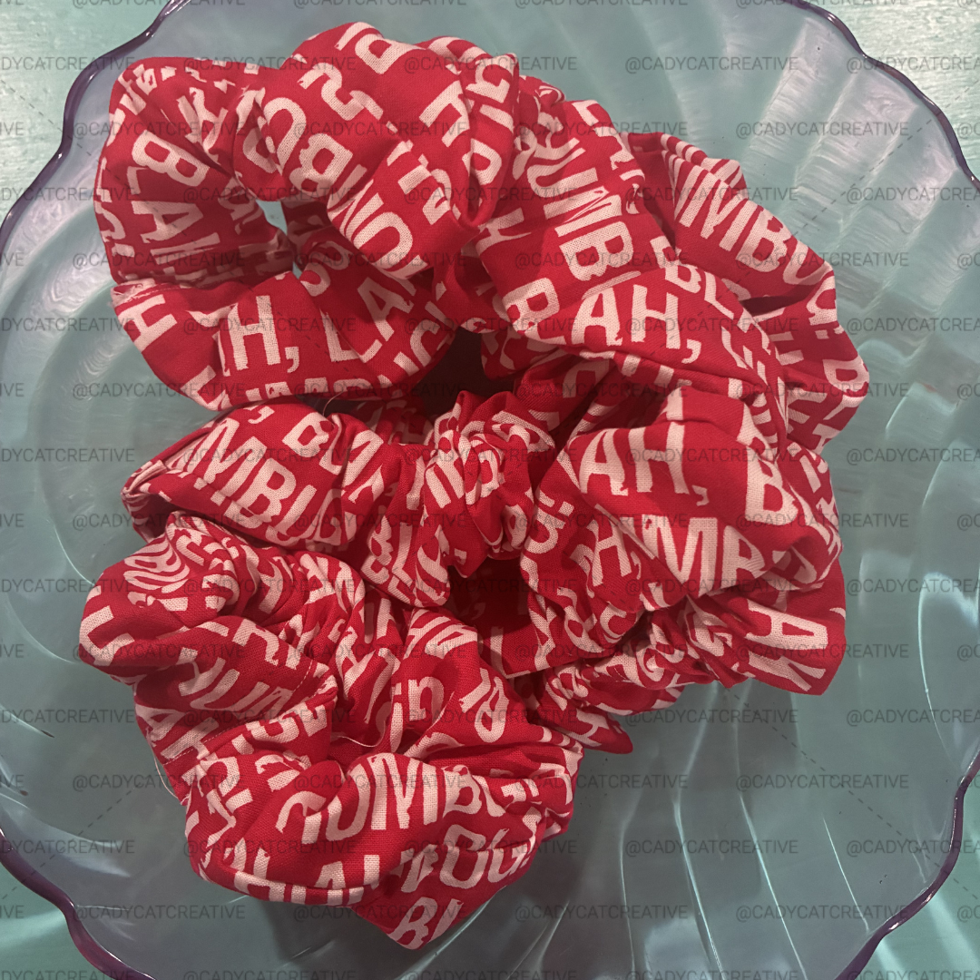 Blah Blah Blah Humbug Christmas Cotton Scrunchie