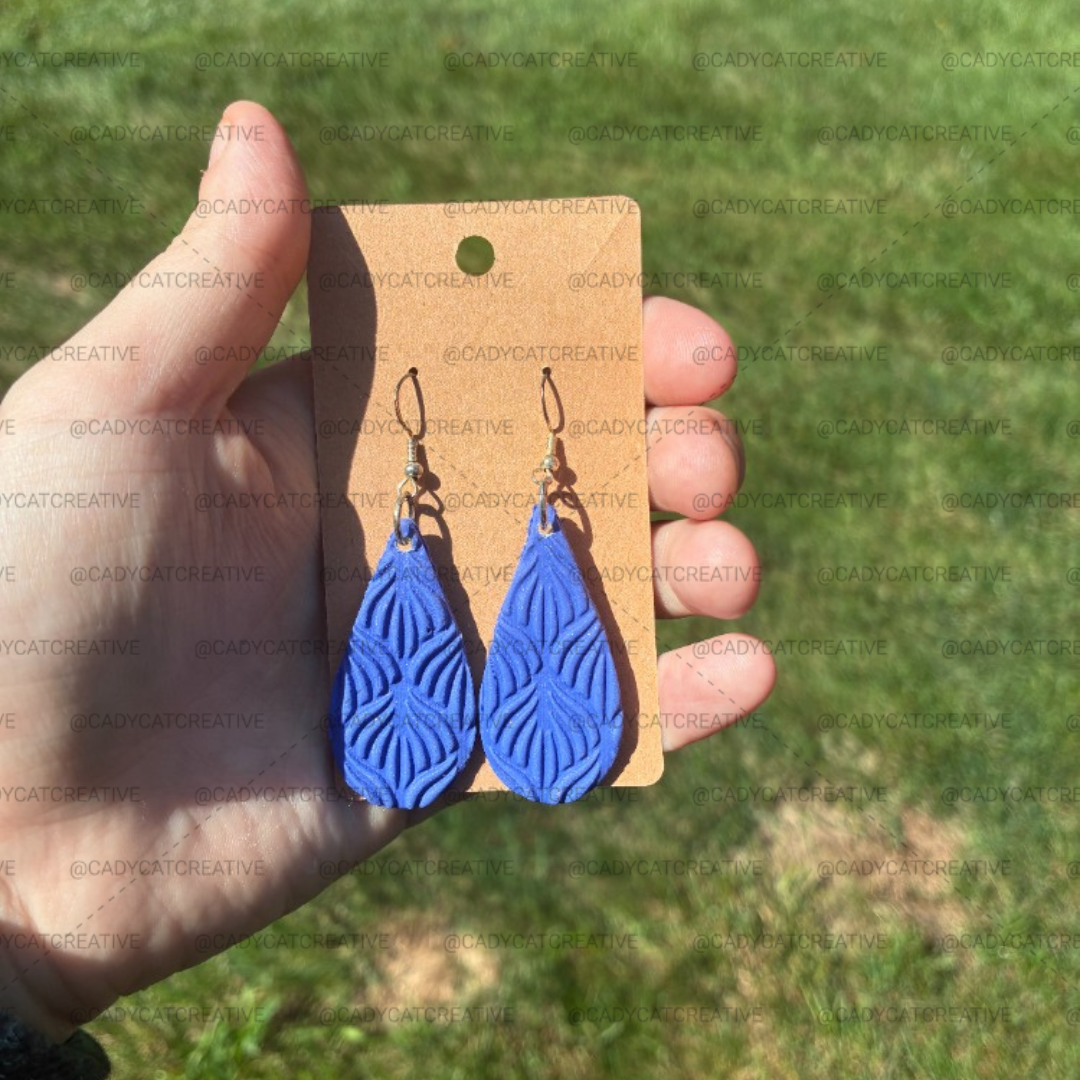 Blue Wave Textured Teardrop Dangle Earrings
