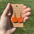Orange Textured Pumpkin Dangle Earrings