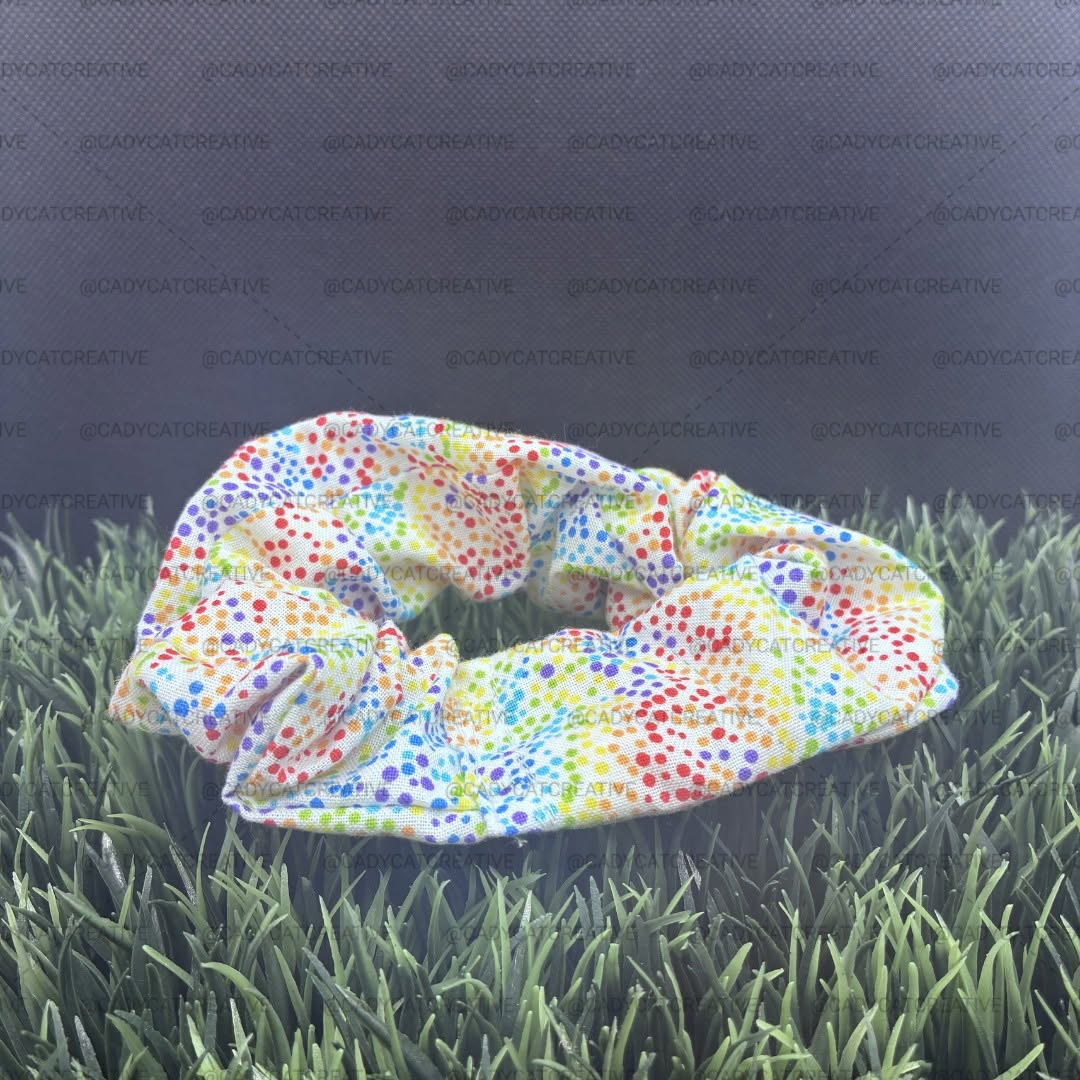 Rainbow Speckled Cotton Scrunchie