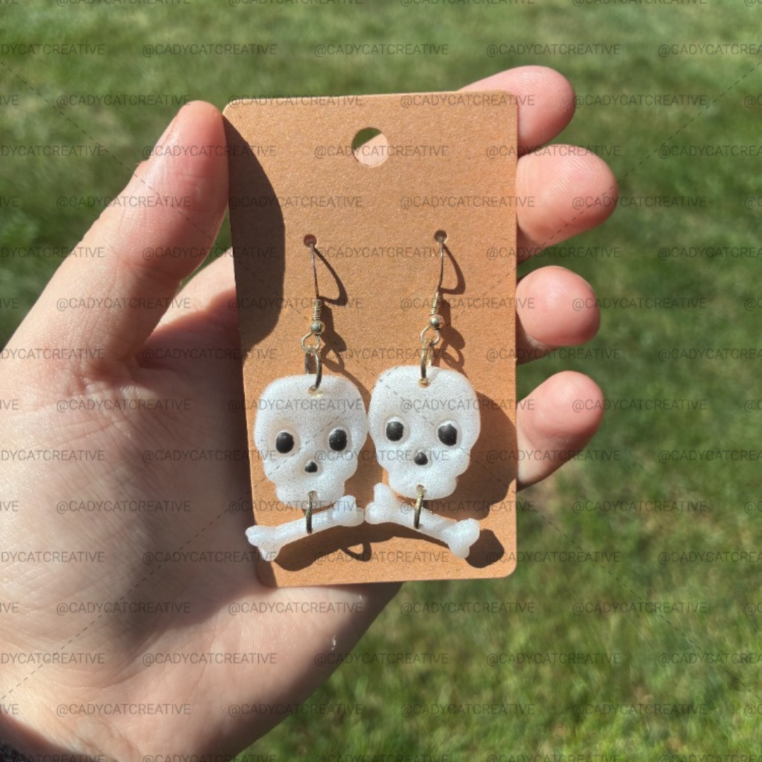 Skull & Bones Hand-painted Dangle Earrings