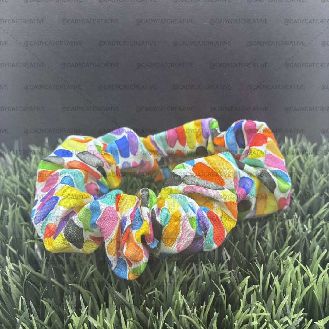 Watercolor Paint Strokes Cotton Scrunchie