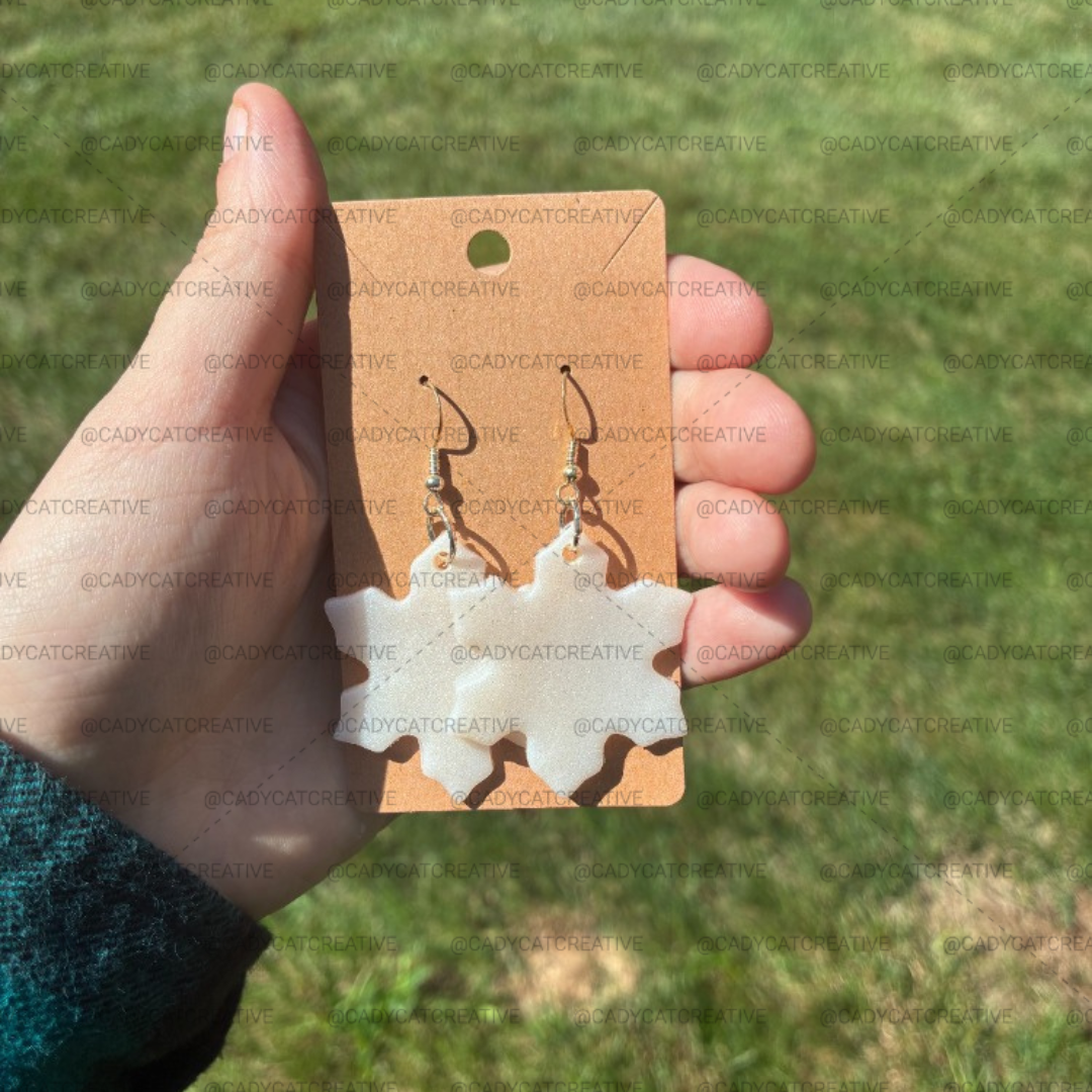White Glitter Snowflake Dangle Earrings