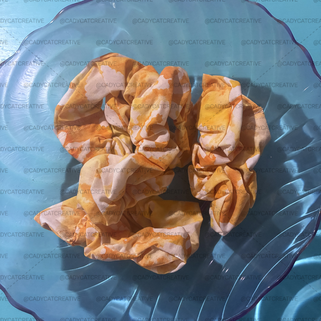 Yellow Tie Dye Cotton Scrunchie