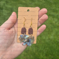 Iridescent Abalone Guitar Pick & Polymer Clay Dangle Earrings